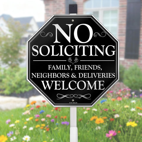 AOOCY No Soliciting sign front view communicates a clear boundary