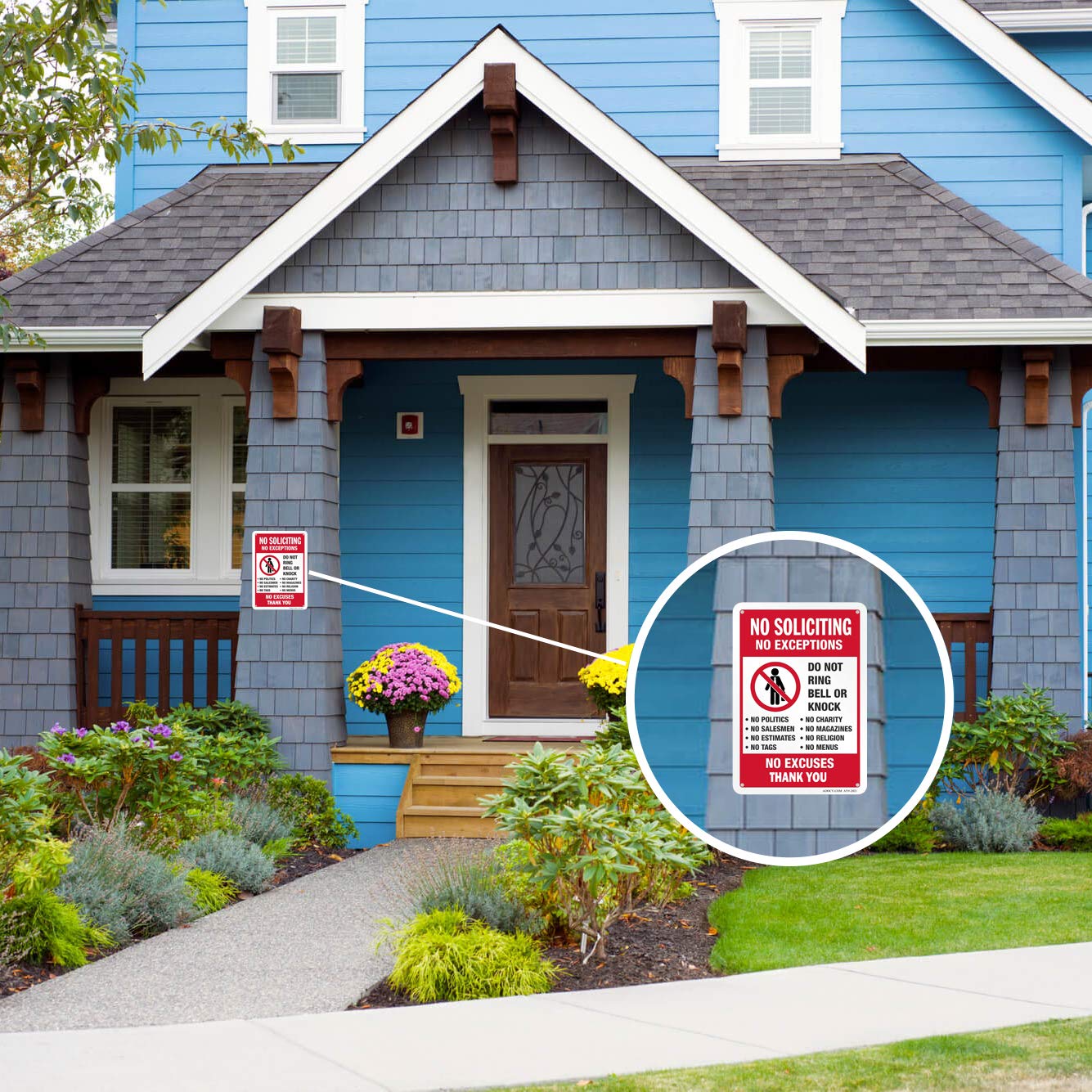 AOOCY no soliciting sign rust-free aluminum construction for long-lasting use.