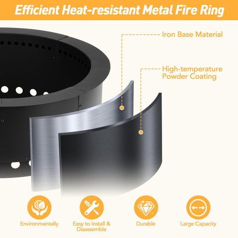 Aoodor black matte finish fire ring blending with patio decor