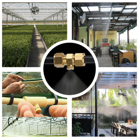 Aootech misting nozzle set supports greenhouse cooling and dust control.