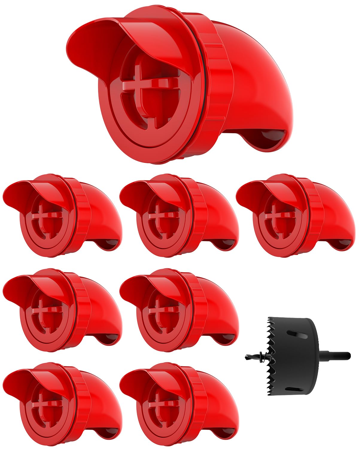 Aopchry 8-pack automatic feeder red full set supports clean, efficient poultry feeding.