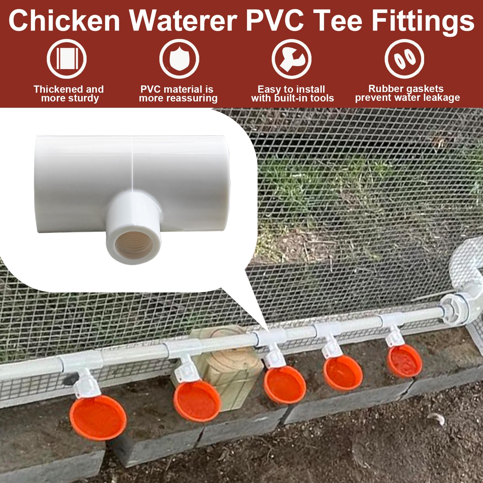 Aopchry ABS tee fittings with threaded design for leak-free assembly.