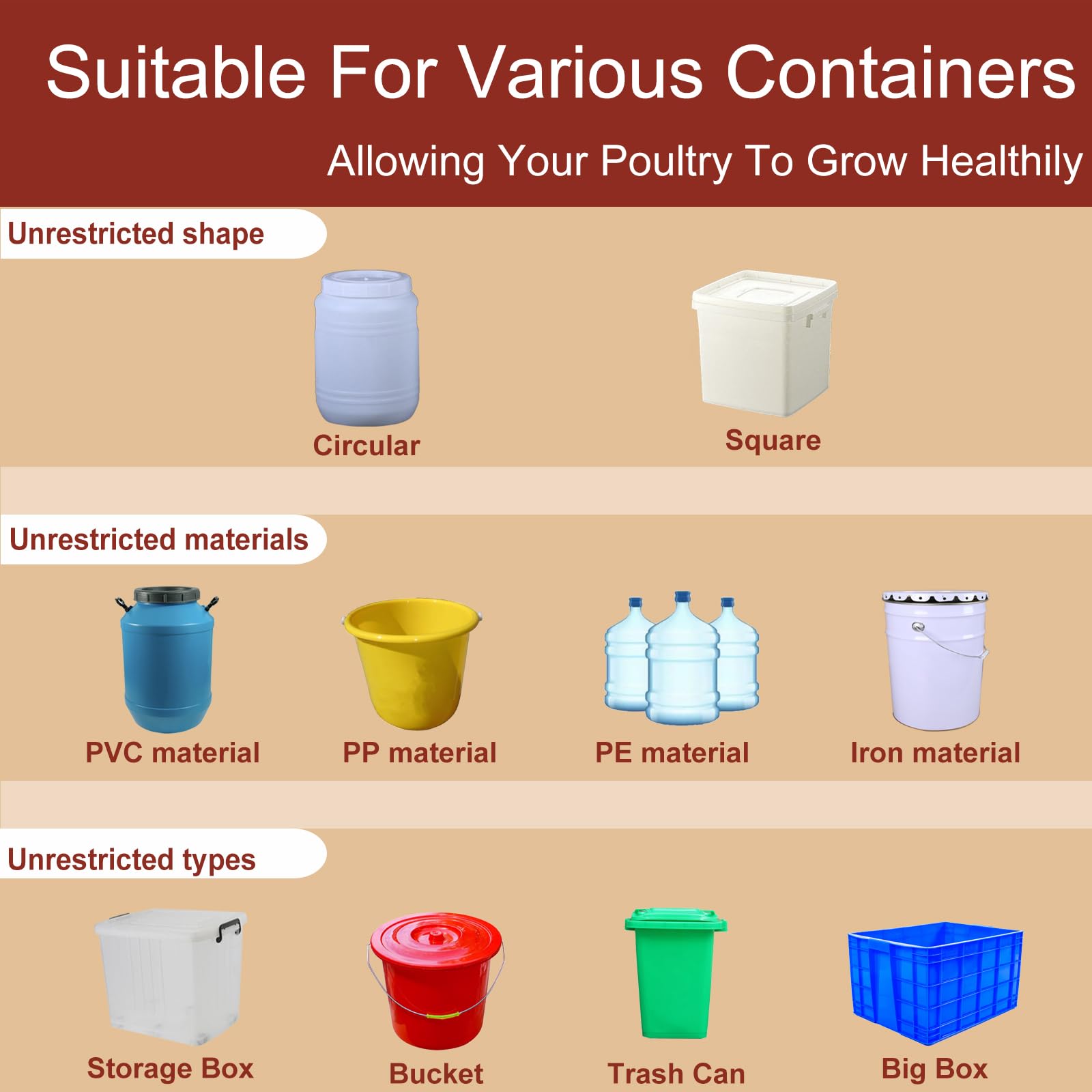 Aopchry poultry care kit supports chickens, ducks, and quail in yard.