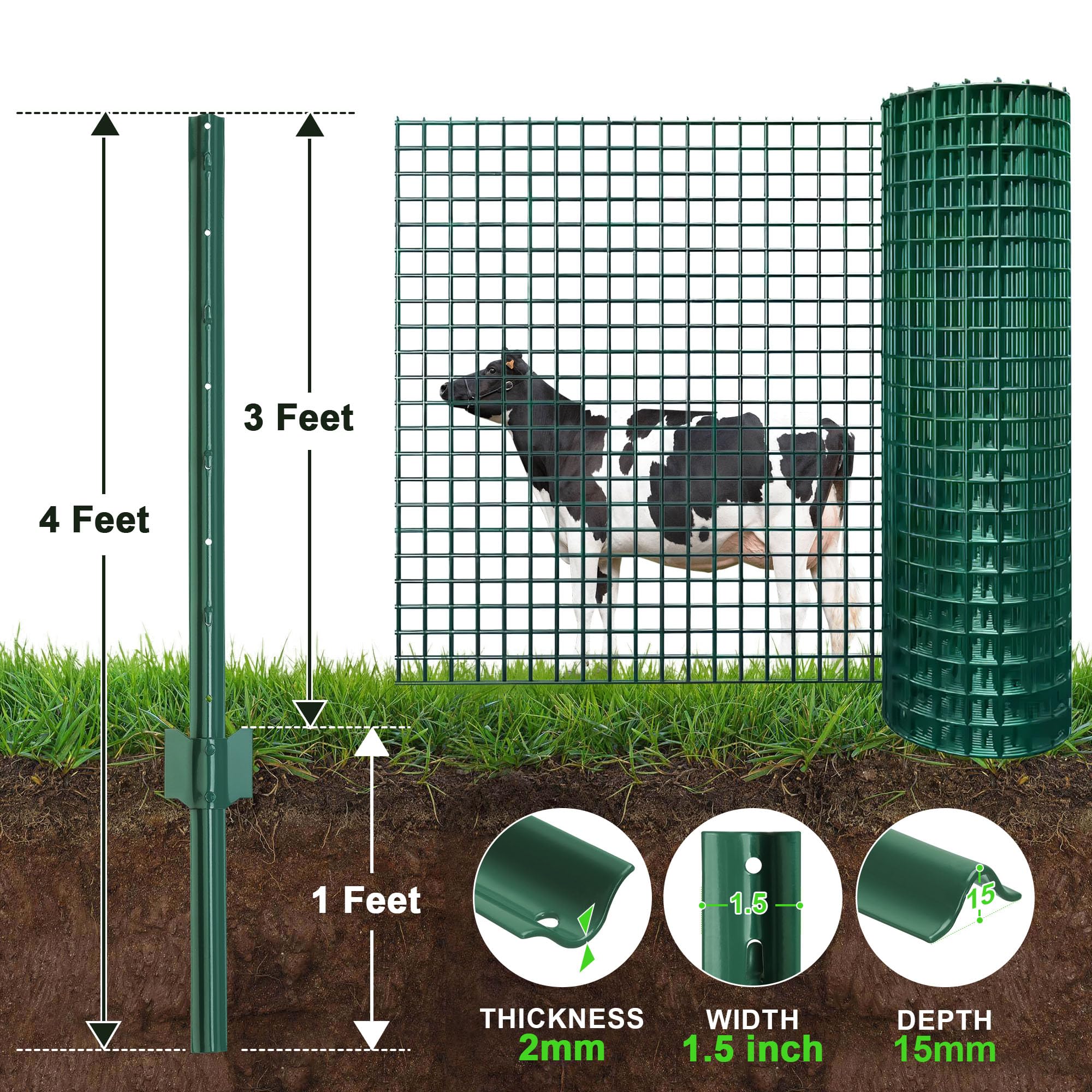AOPEC heavy-duty steel fence post withstands weather and bending for lasting fencing.