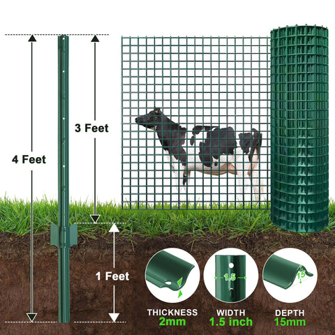 AOPEC heavy-duty steel fence post withstands weather and bending for lasting fencing.
