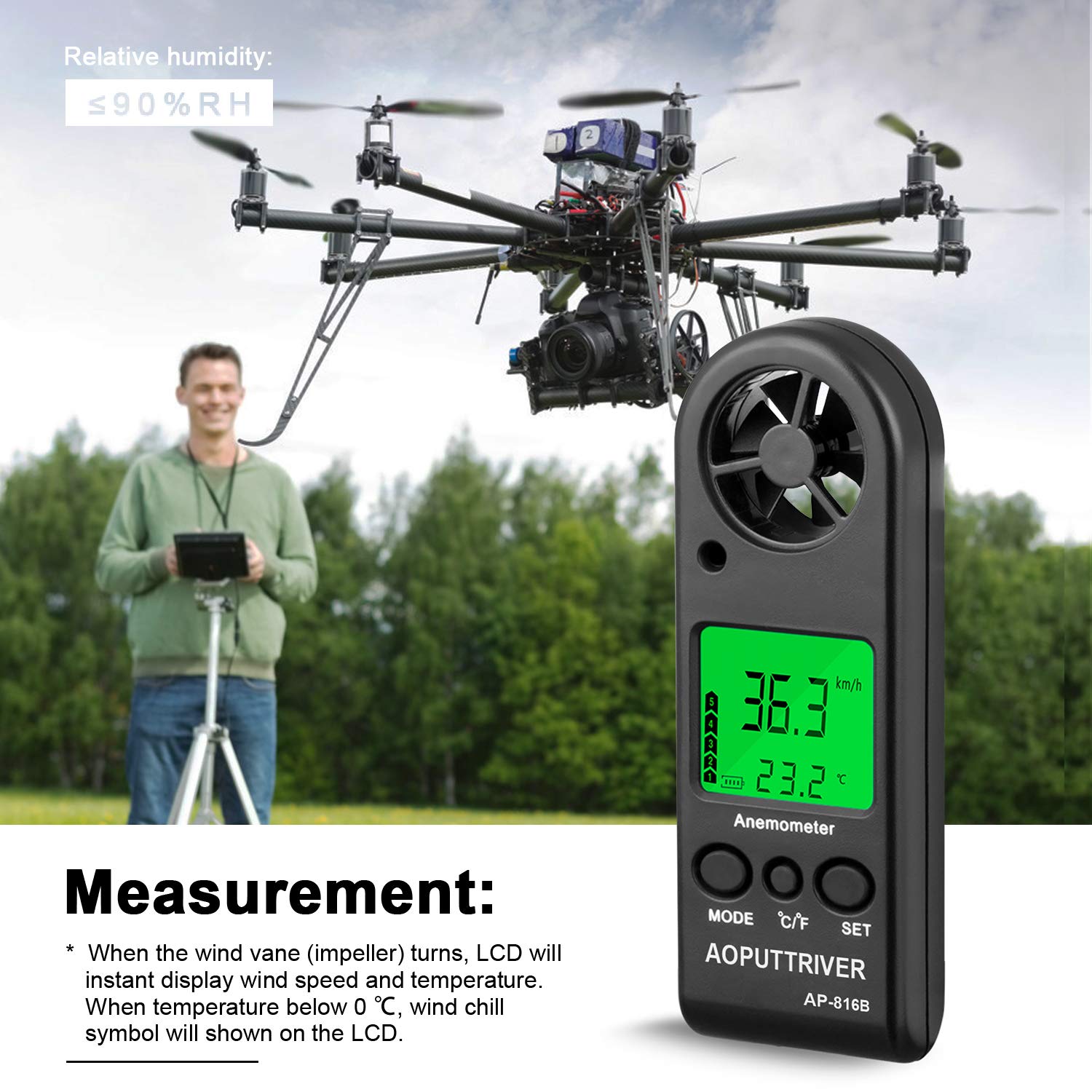AOPUTTRIVER Anemometer supports sailing and HVAC testing.