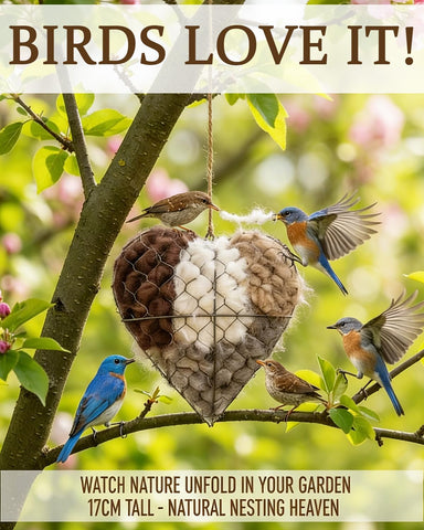 AOREK Easy-Hang Nesting Heart with built-in hook for garden placement.