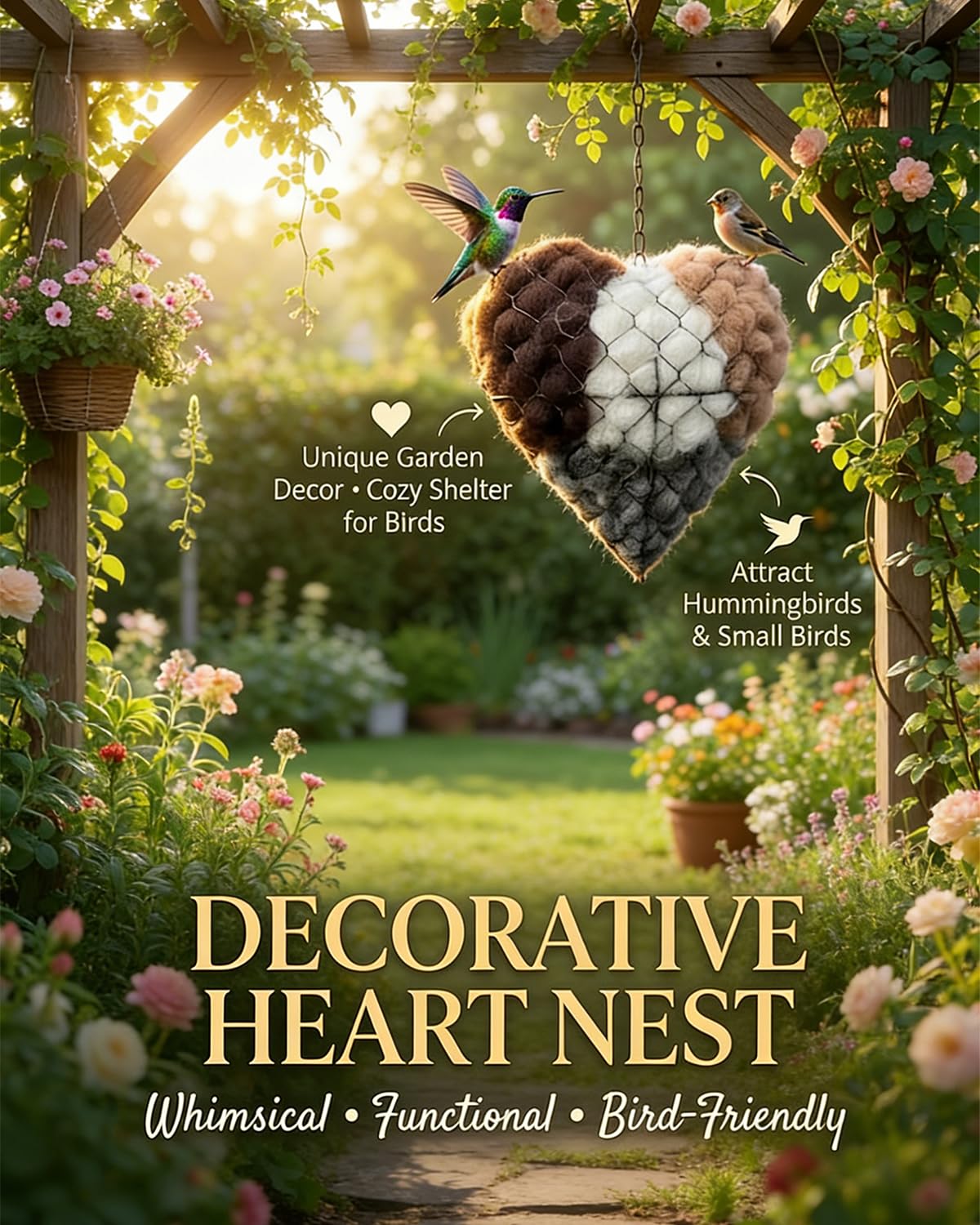 AOREK Nesting Heart with refillable fibers showing ready nesting material.