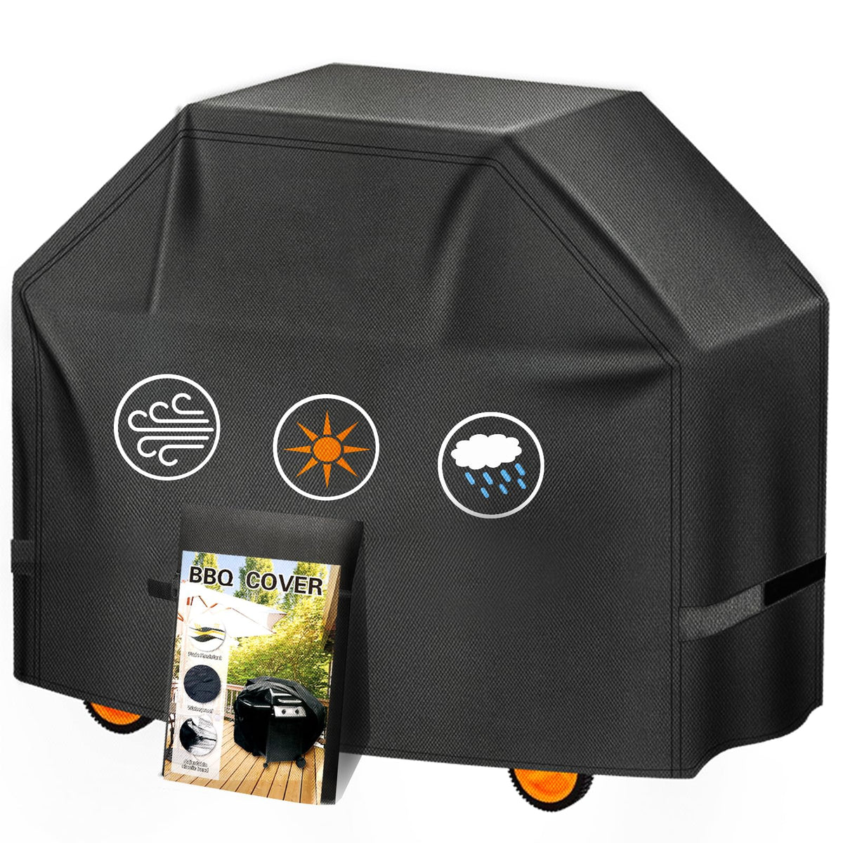 Aoretic grill cover 48-inch front view protects Weber-style grills from rain and sun.