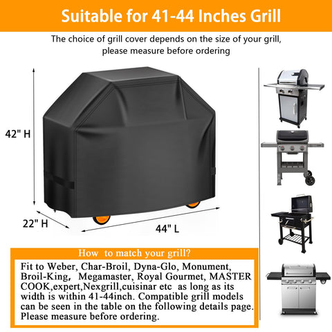 Aoretic grill cover with adjustable straps secures against wind
