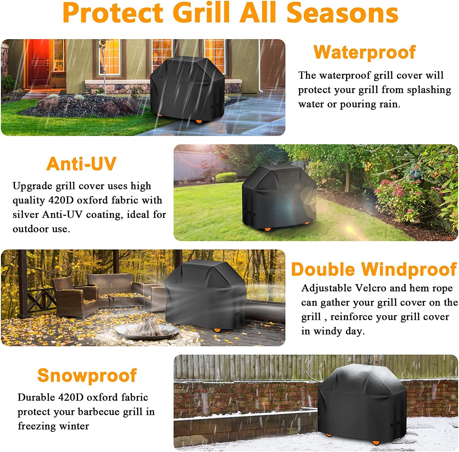 Aoretic grill cover fits Weber Spirit II and similar grills.