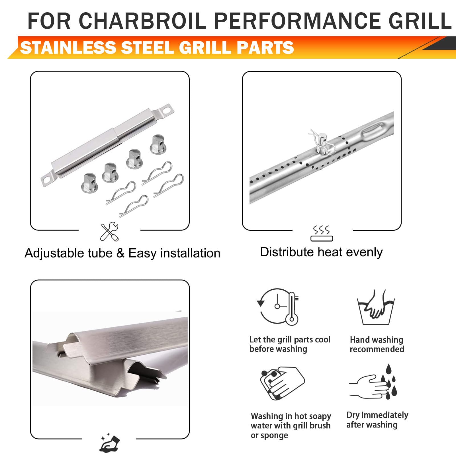 AOREWTGGH infrared compatibility accessory visual for CharBroil 4-burner models.