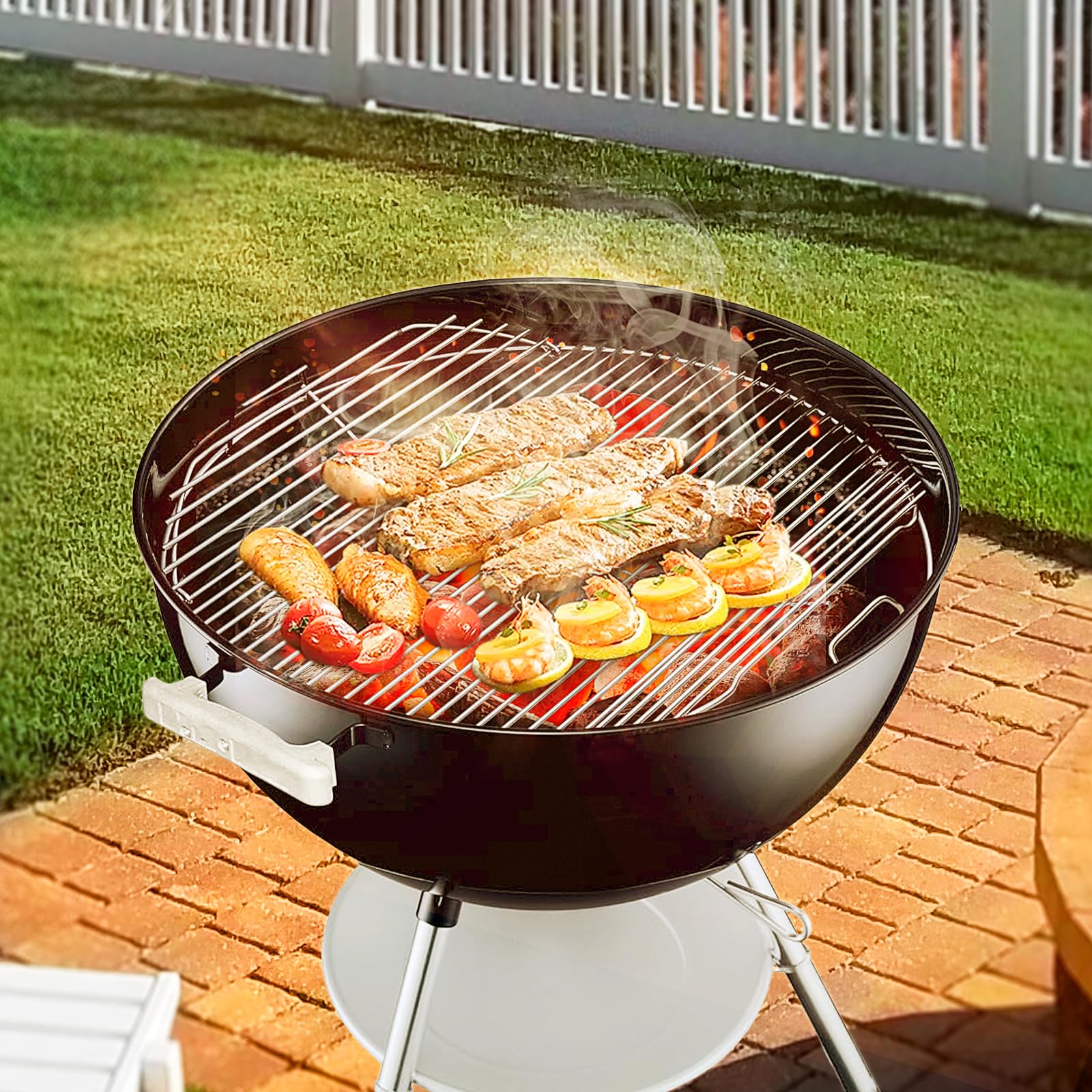 AOREWTGGH versatile grate supports burgers, steaks, veggies with even heat