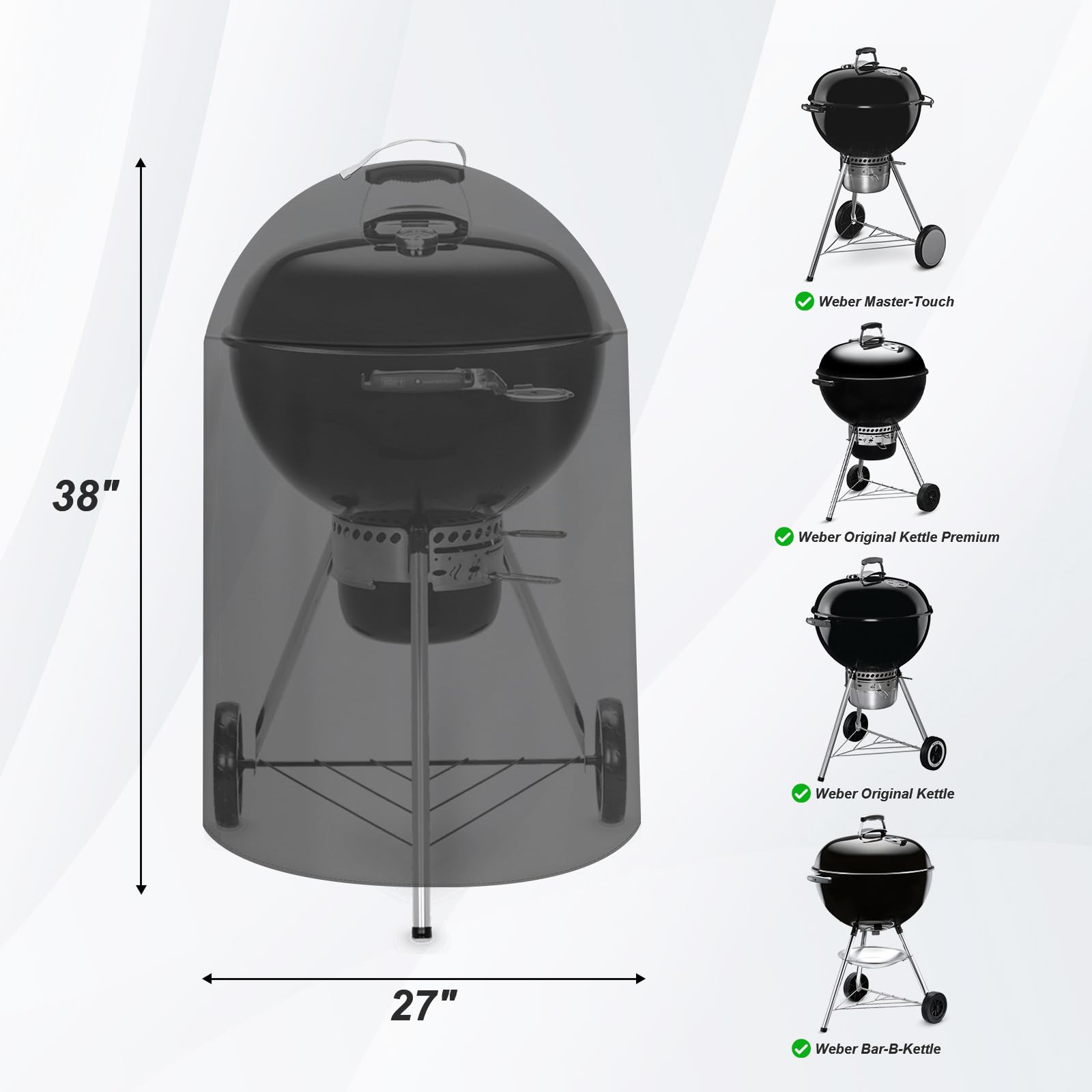 AOREWTGGH cover for Weber round grills shields against the elements.