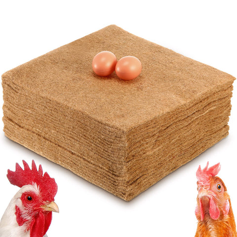 Aoriher 12-pack hemp chicken nesting pads laid out for coop use, durable and reusable.