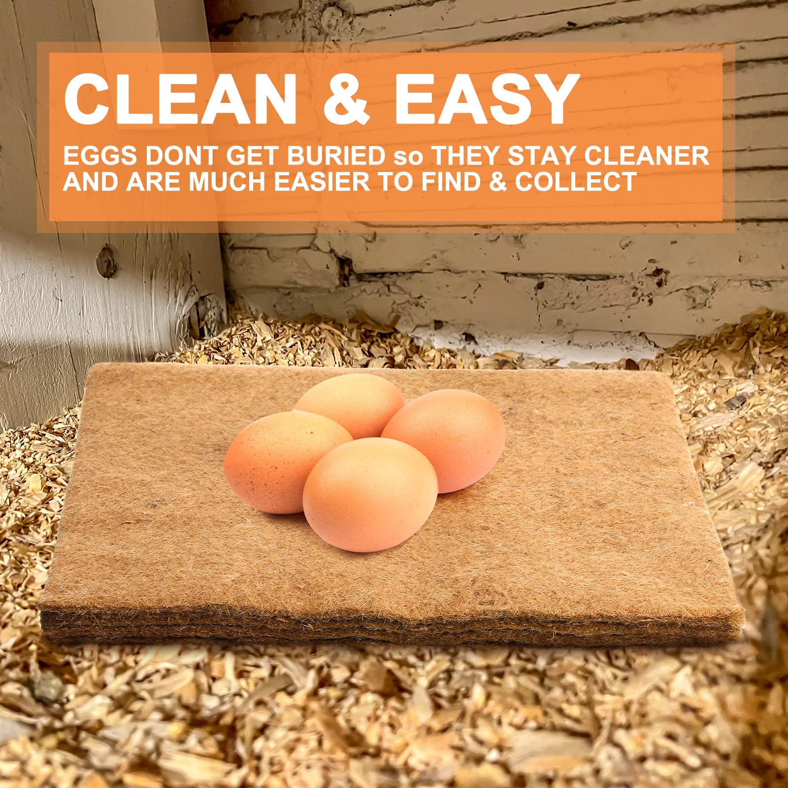 Aoriher natural hemp fiber mat provides comfortable, absorbent bedding for hens.