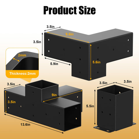 AOSTD 3-way corner bracket for versatile outdoor frame connections.