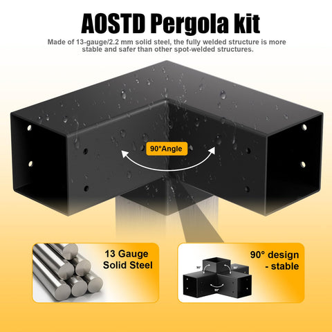 AOSTD 4-way corner bracket provides stable joints for patios.