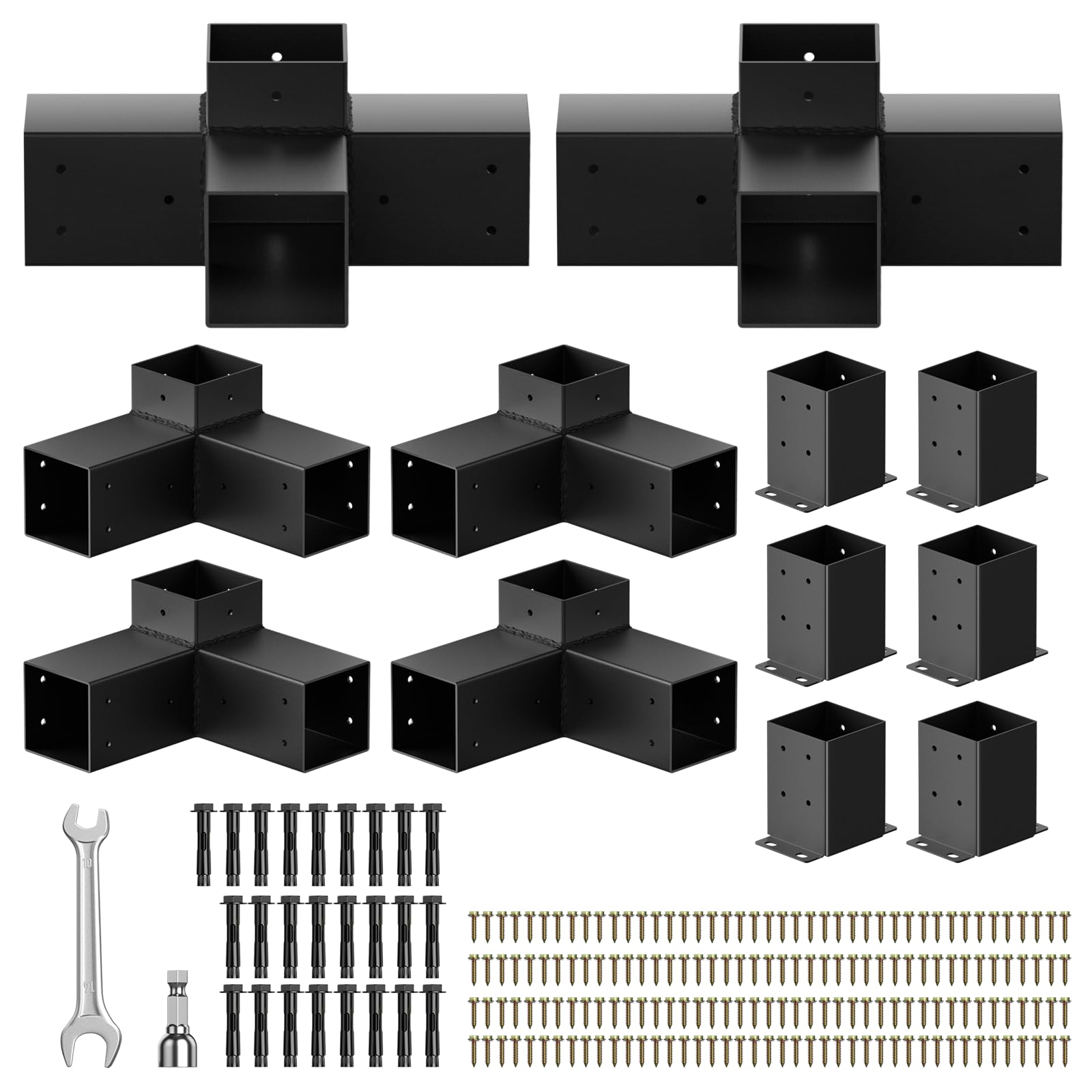 AOSTD pergola bracket kit post-base supports sturdy 4x4 posts.