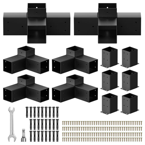 AOSTD pergola bracket kit post-base supports sturdy 4x4 posts.