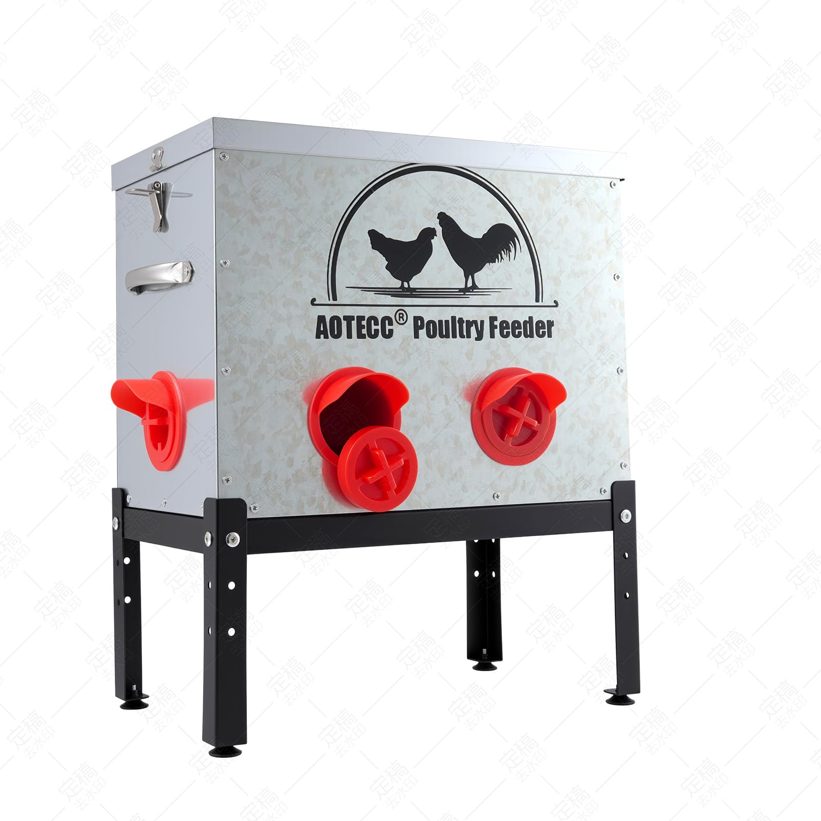 AOTECC metal chicken feeder weatherproof construction withstands outdoor use.