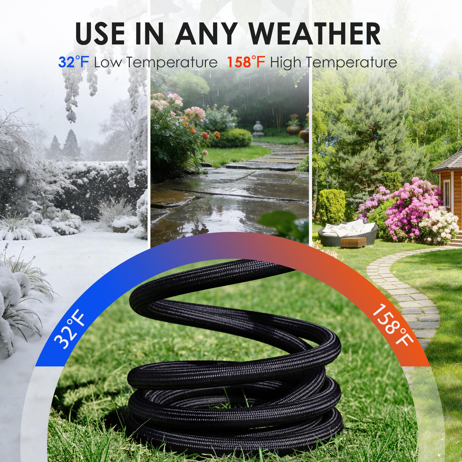 Aotiooy 75 ft lightweight hose for easy handling.