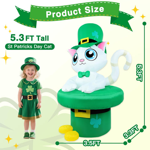 Aotiooy LED-lit St. Patrick’s cat for bright nighttime visibility.