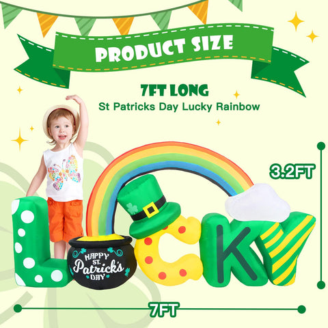 Aotiooy St Patrick's Day inflatable featuring pot of gold for festive outdoor display.