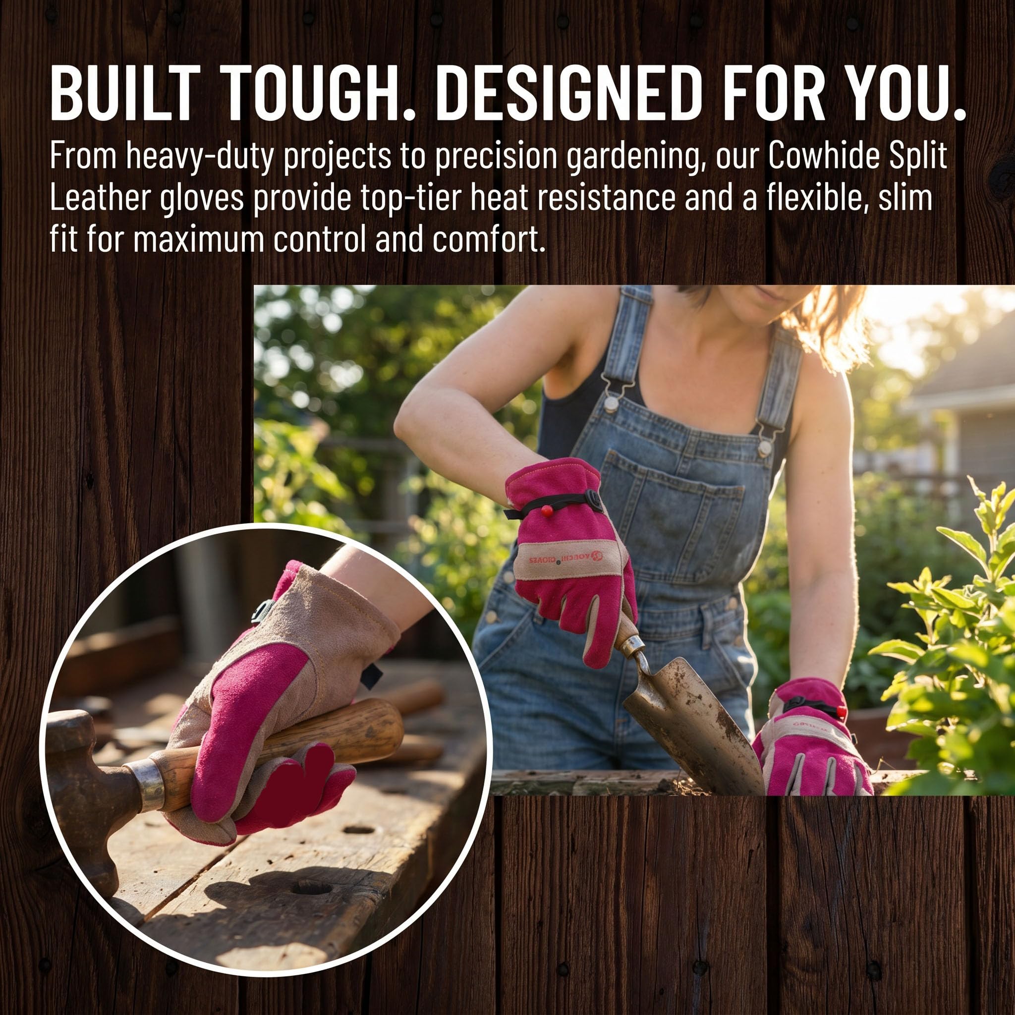 AOUCHI gloves showing flexible knuckle design for precision tasks.