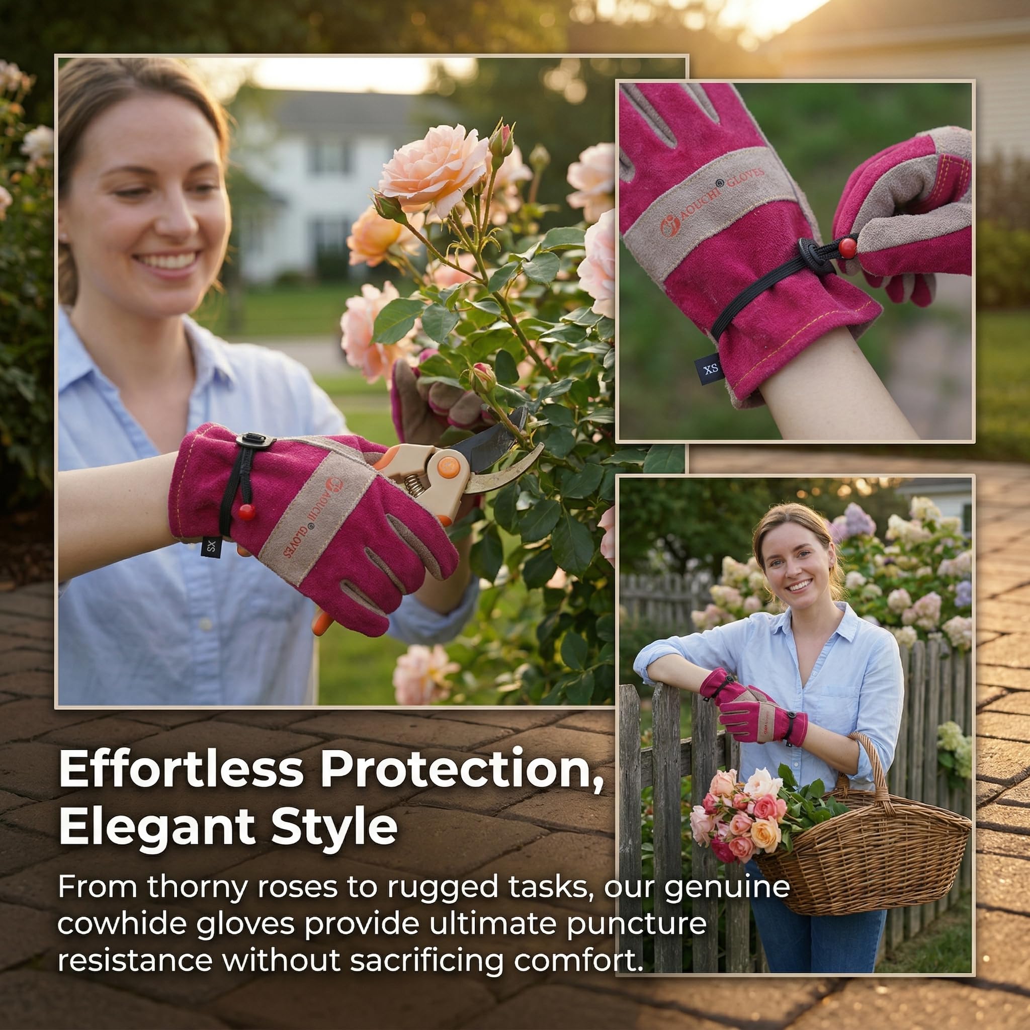 AOUCHI gloves with reinforced palm grip for tool handling.