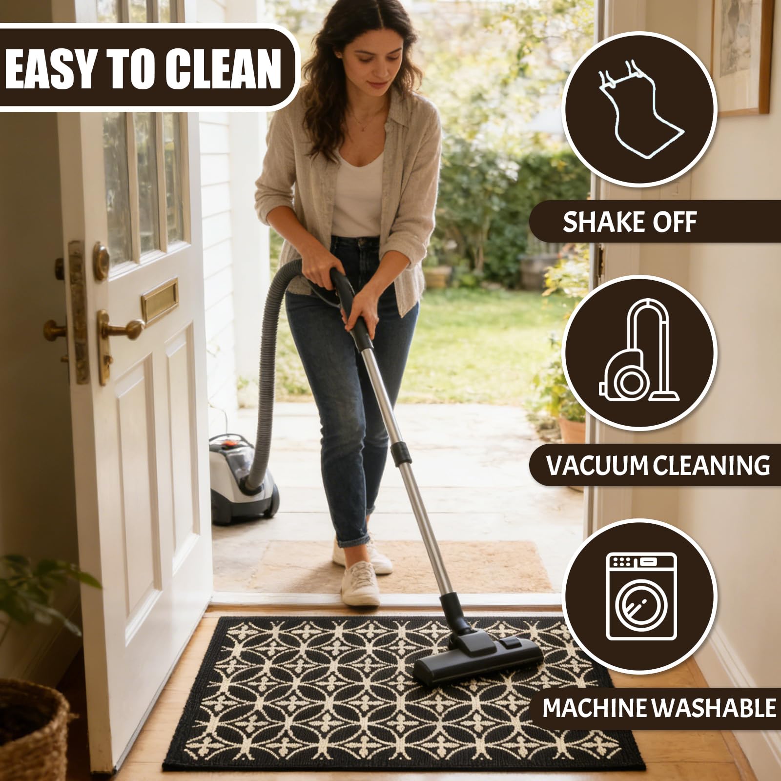 AOUER door mat suitable for both indoor and outdoor use with durable construction.