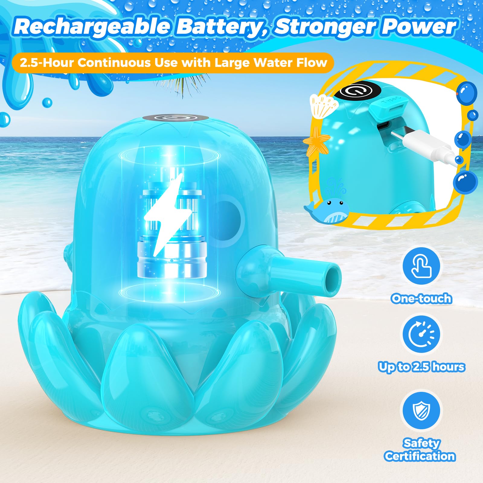 Aoumcom Water Table Pump includes long silicone tubing for flexible layout.