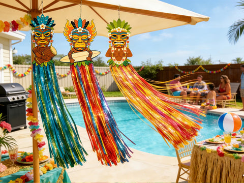 Aovaely tiki-totem tassels add motion and color for lively poolside decor.
