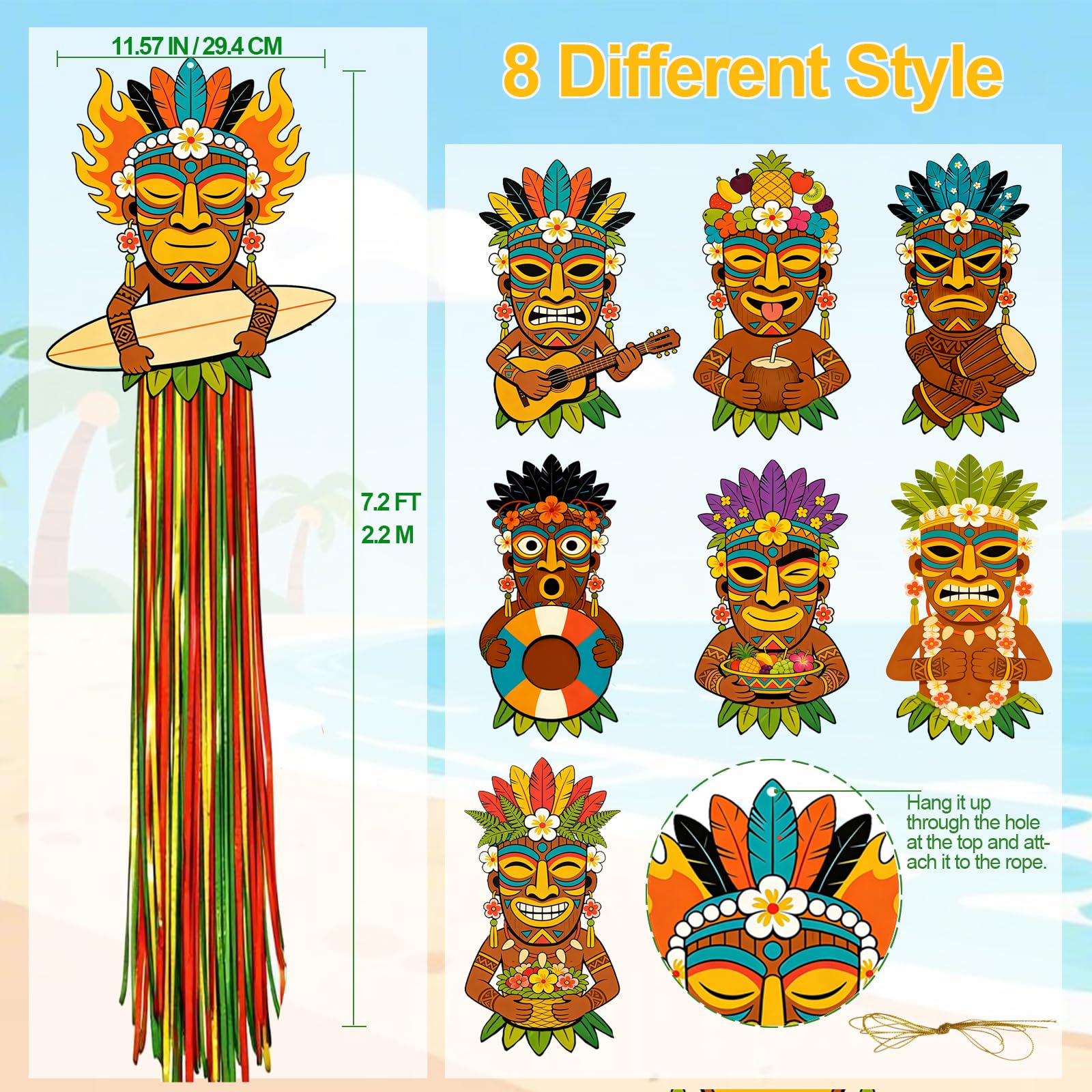 Aovaely bright tassel streamers bring movement to tropical party settings.