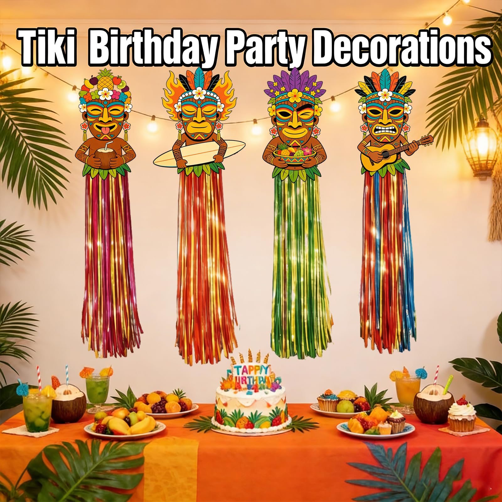 Aovaely wall backdrop tiki decor creates instant tropical vibes for indoor or outdoor parties.