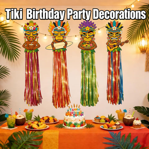 Aovaely wall backdrop tiki decor creates instant tropical vibes for indoor or outdoor parties.
