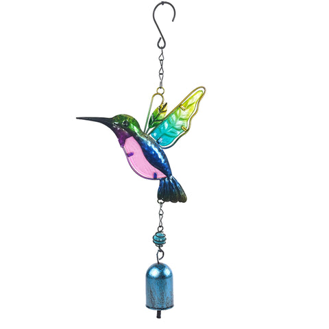 Aovdy wind chimes hummingbird glass bell for vibrant garden ambiance and soft melodies