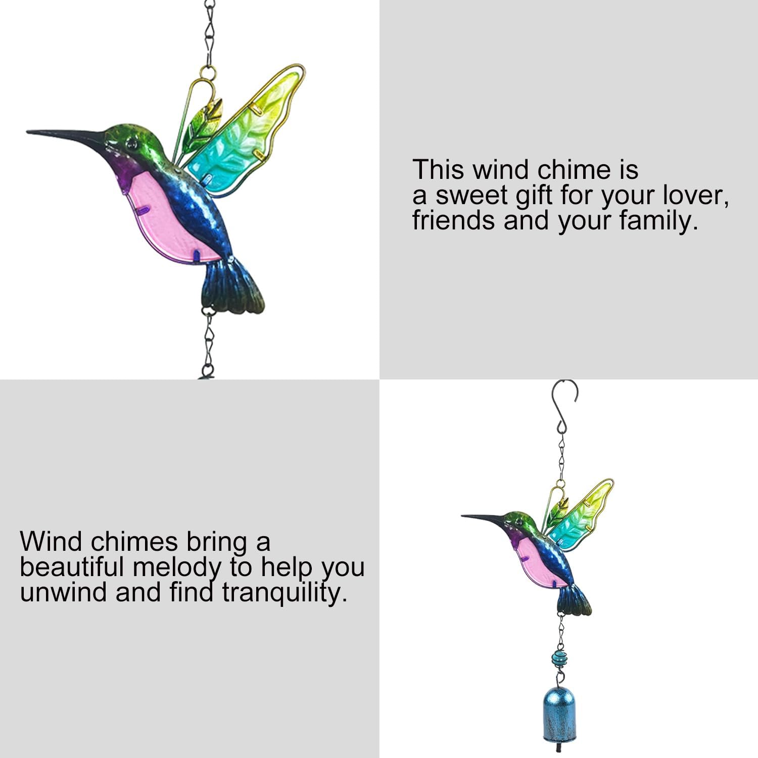 Aovdy wind chimes hummingbird indoor decor mood-lifting home accents
