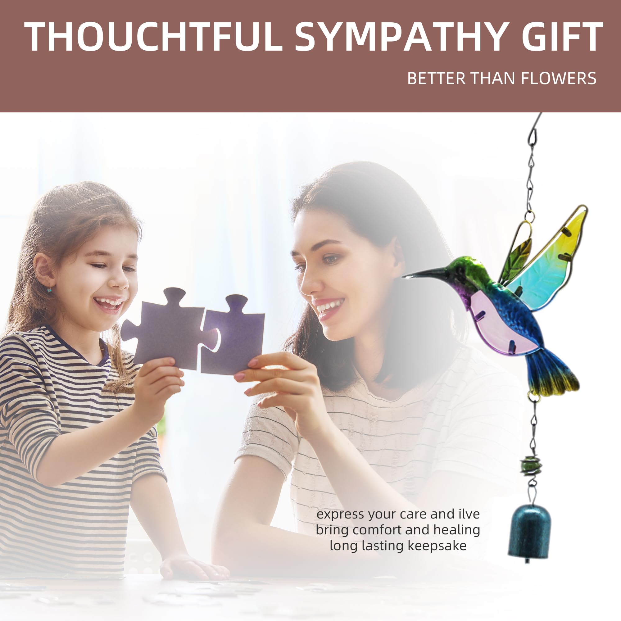 Aovdy wind chimes hummingbird lightweight hang option eases placement and wind movement
