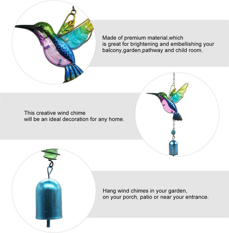 Aovdy wind chimes hummingbird outdoor garden display enhances yard charm and tranquil sounds