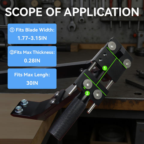 AOVPIBY sharpener showing universal fit with adapter pins for various blades