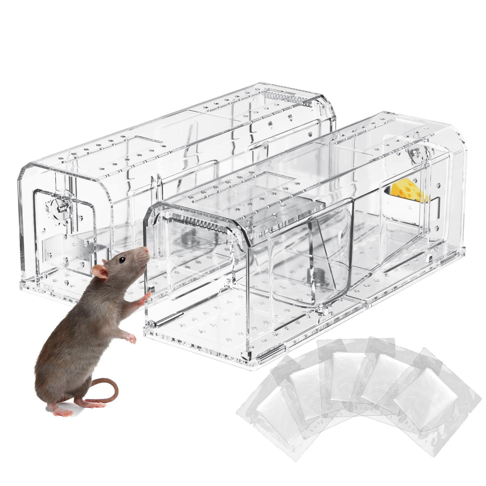 AOVSTOXIC humane mouse trap with transparent chamber for easy catch-and-release.