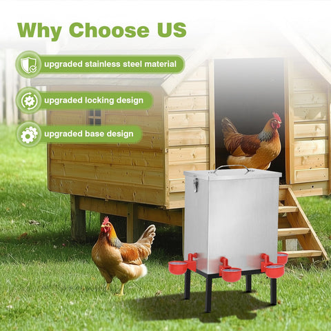 Aowoil waterer lid-locking design helps prevent spills and keeps drinking areas cleaner