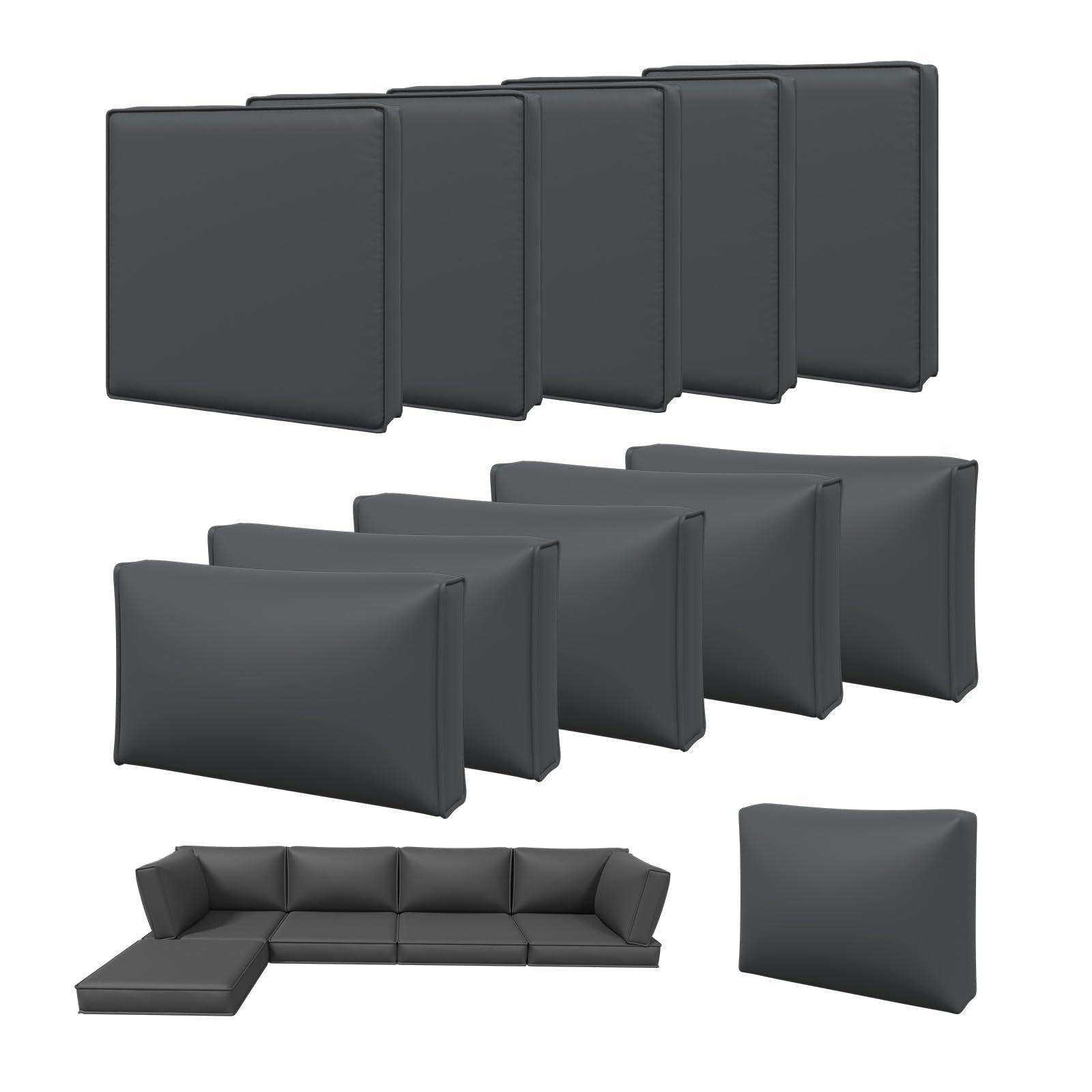 Aoxun 11-piece patio cushion covers set refreshes a five-seat outdoor sofa