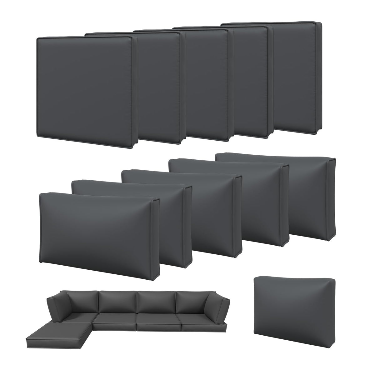 Aoxun 11-piece patio cushion covers set refreshes a five-seat outdoor sofa