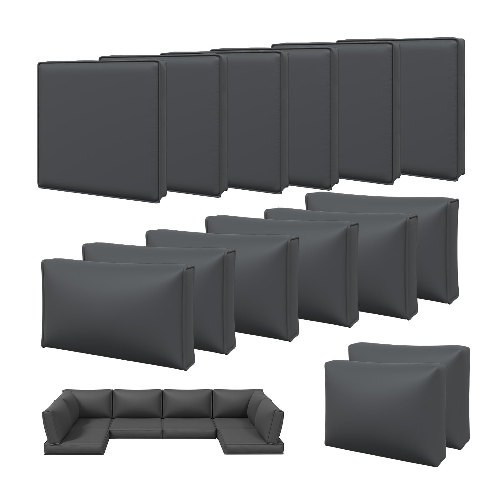 Aoxun 14-piece cushion covers set for refreshed patio sofa.