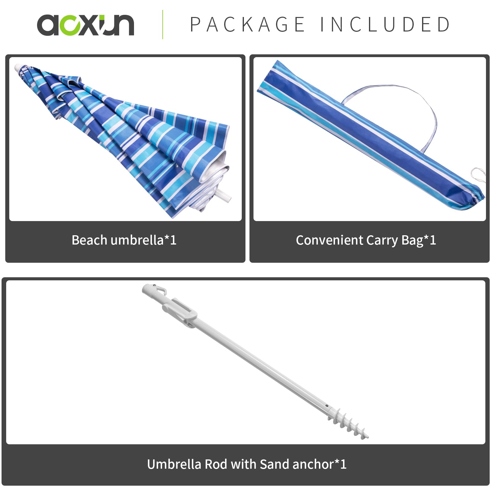 Aoxun umbrella collapsed in its carry bag for travel.