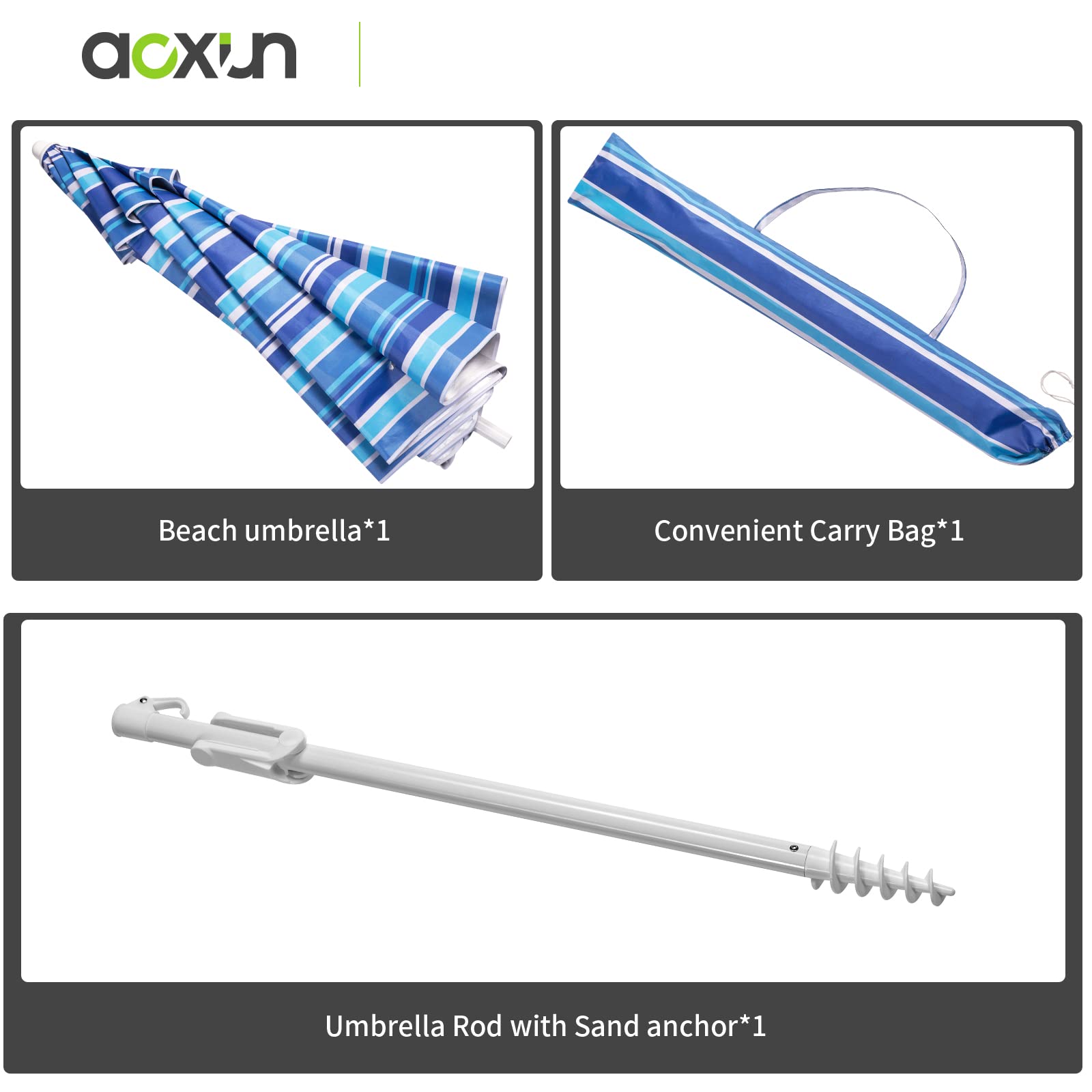 Aoxun Beach Umbrella tilt capability helps track the sun without moving base