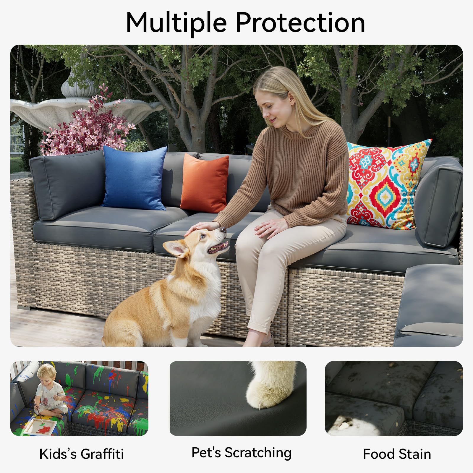 Aoxun cushion cover with non-slip bottom dots for stability.
