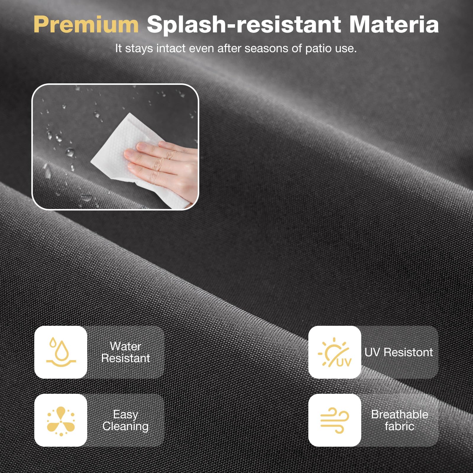 Aoxun cushions feature non-slip dots to stay secure during windy days.